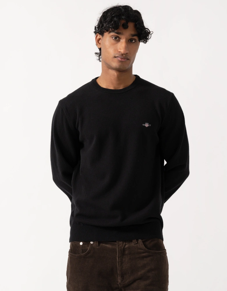 GANT Mens Superfine Lambswool Crew Neck Sweater - 5 Black