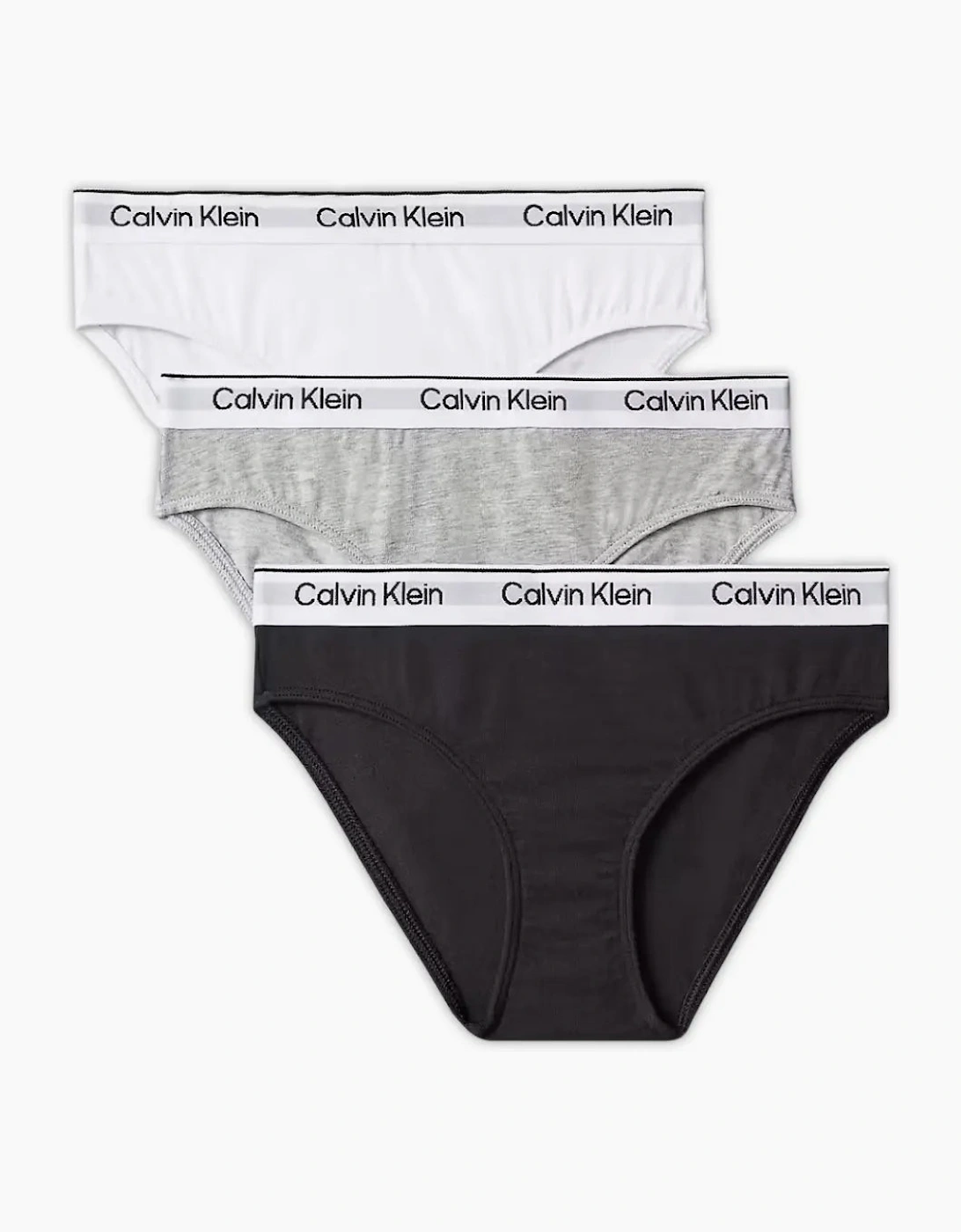 Girls 3-Pack Icon Cotton Stretch Bikini Briefs, Black/White/Grey
