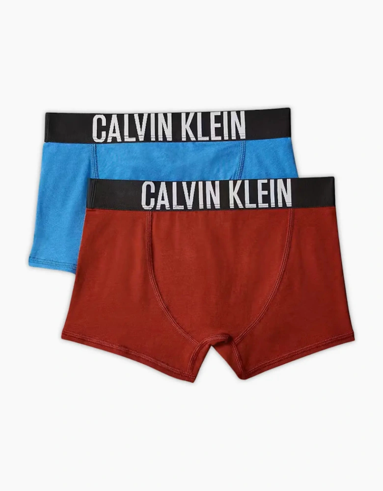 Boys 2-Pack Intense Power Boxer Trunks, Blue/Burgundy