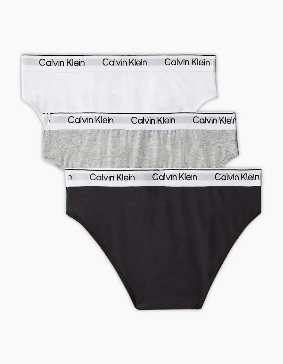 Girls 3-Pack Icon Cotton Stretch Bikini Briefs, Black/White/Grey