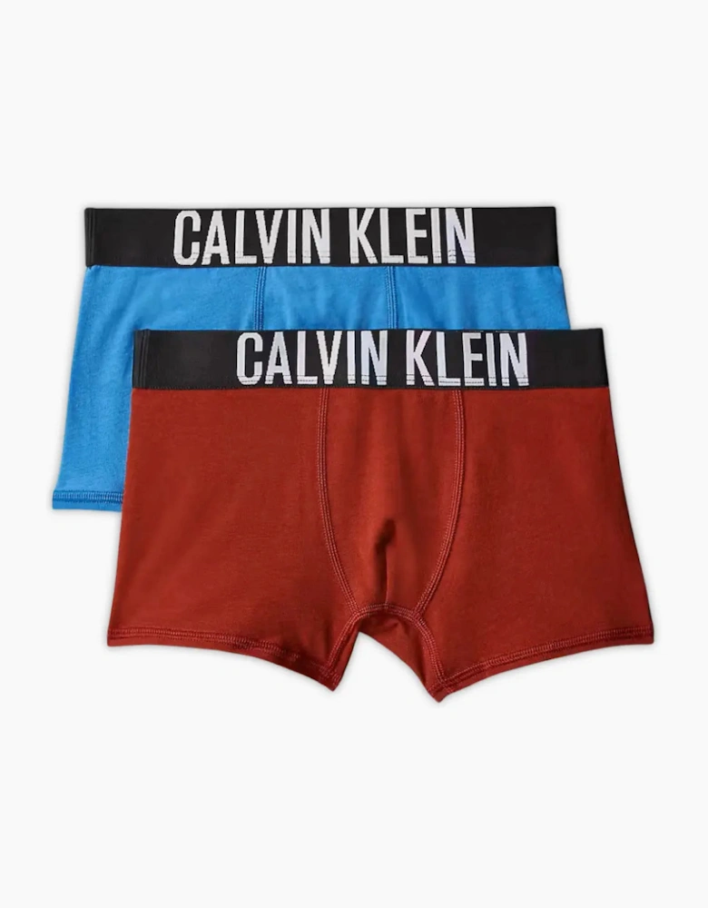 Boys 2-Pack Intense Power Boxer Trunks, Blue/Burgundy