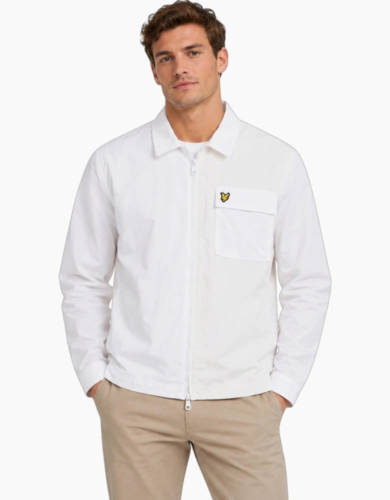 Lyle and Scott Mens Jacket Overshirt Regular Fit Full Zip Casual Cotton White