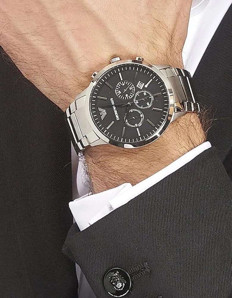 Emporio Armani AR2460 Silver Black Chronograph Men's Watch