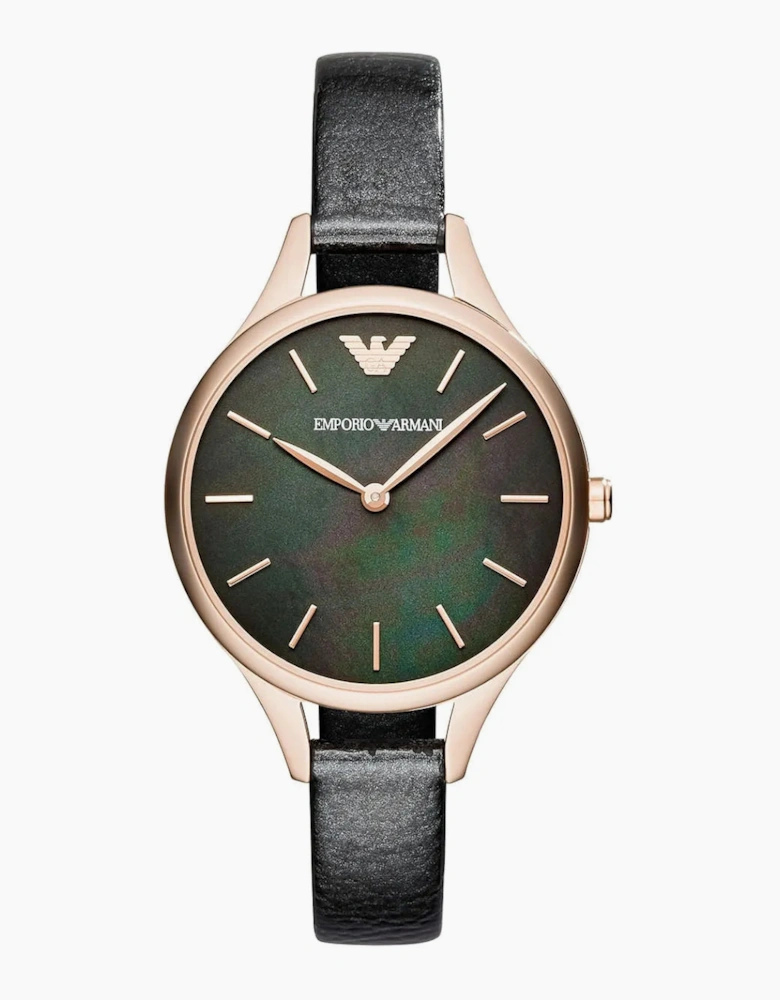 Emporio Armani AR11056 Aurora Black Leather Ladies Watch