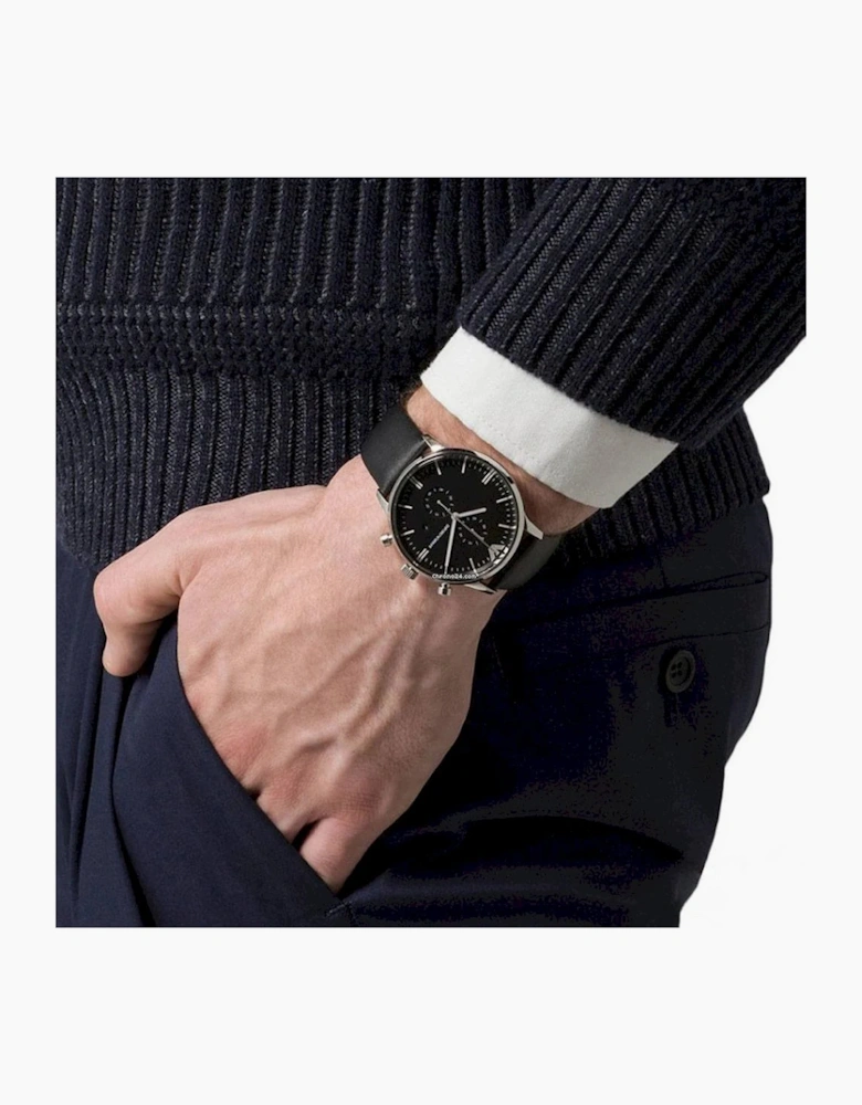 Emporio Armani  AR0397 Gianni Black Leather Men's Watch