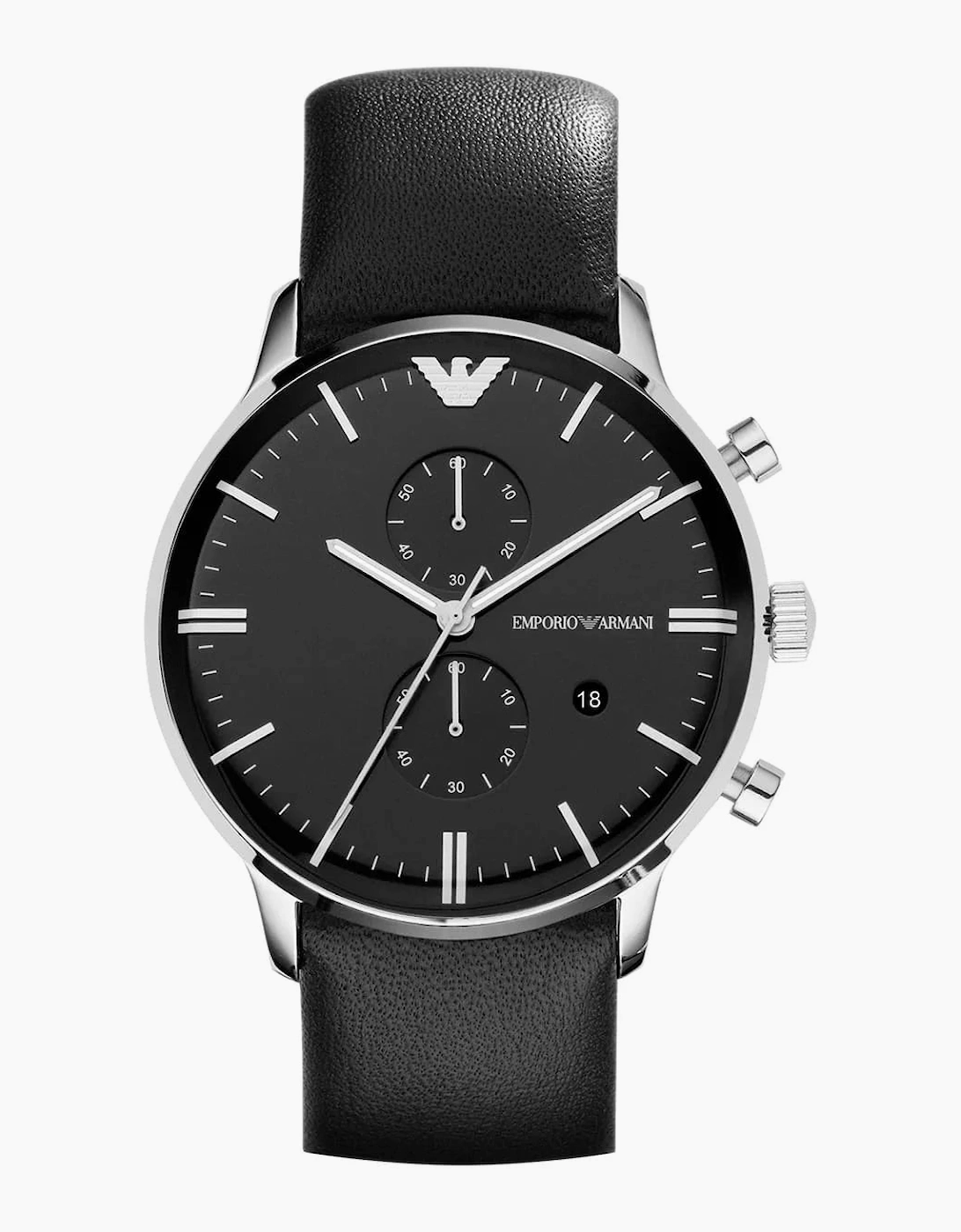 Emporio Armani  AR0397 Gianni Black Leather Men's Watch