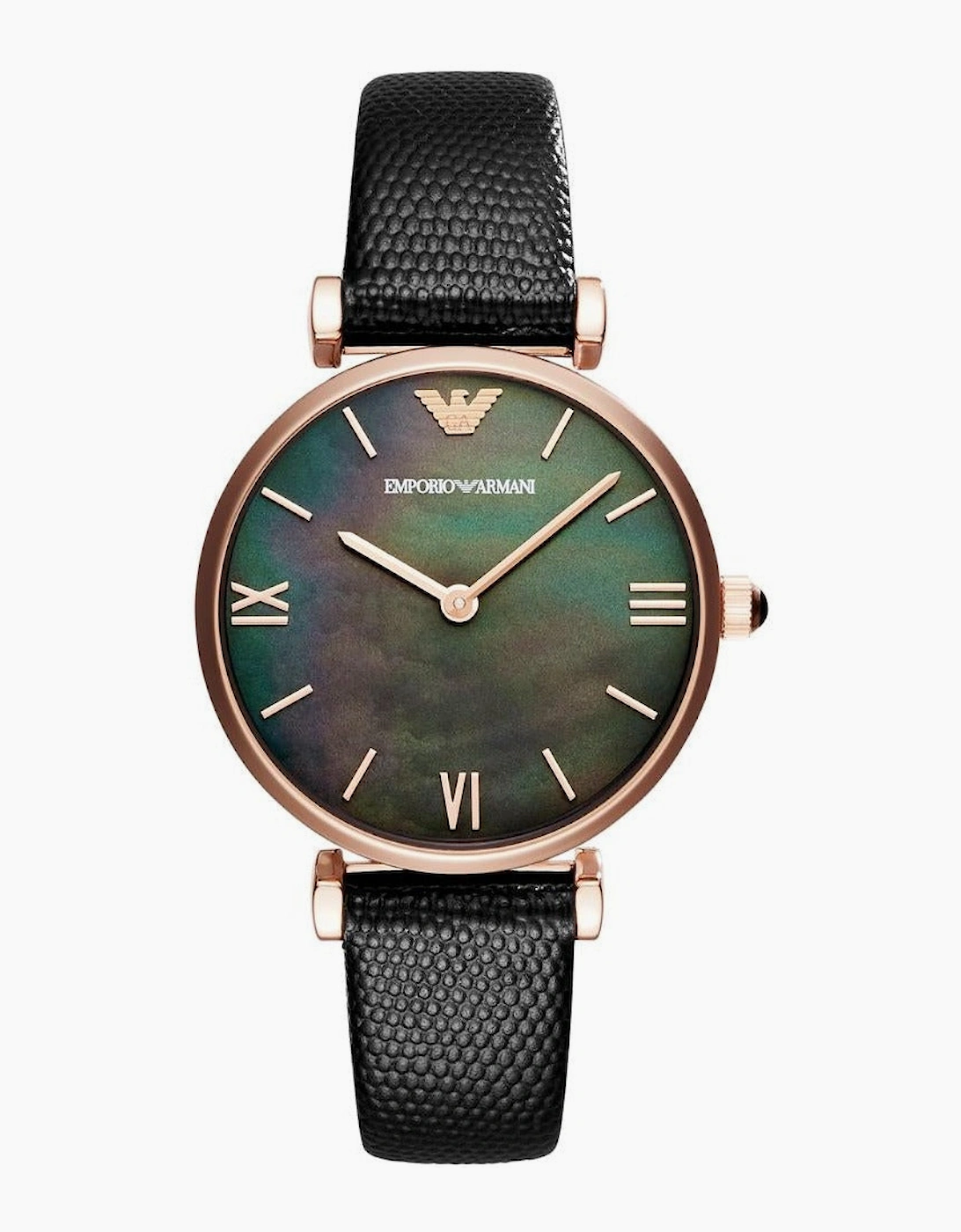 Emporio Armani AR11060 Black Leather Mother of Pearl Ladies Watch