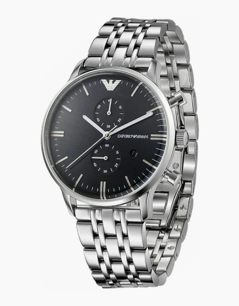 Emporio Armani  AR0389 Silver Black Dial Chronograph Men's Watch