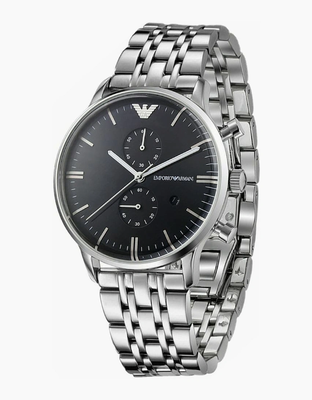 Emporio Armani  AR0389 Silver Black Dial Chronograph Men's Watch
