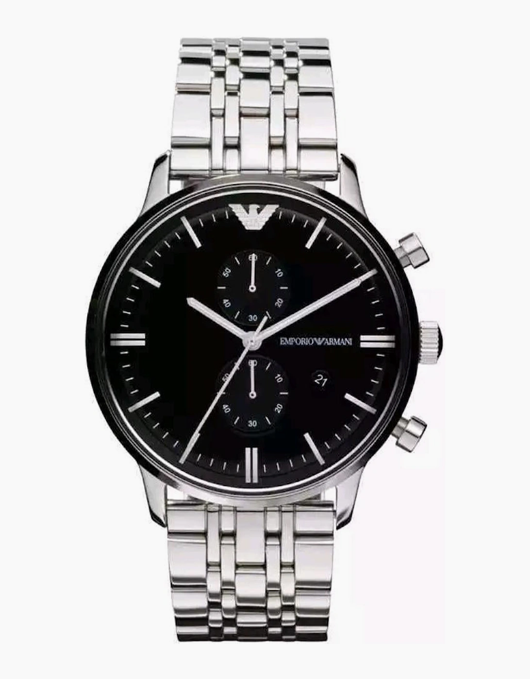 Emporio Armani  AR0389 Silver Black Dial Chronograph Men's Watch