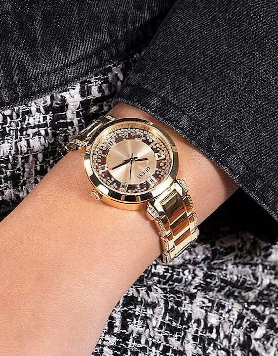 Guess Crystal Gold Ladies Watch GW0470L2