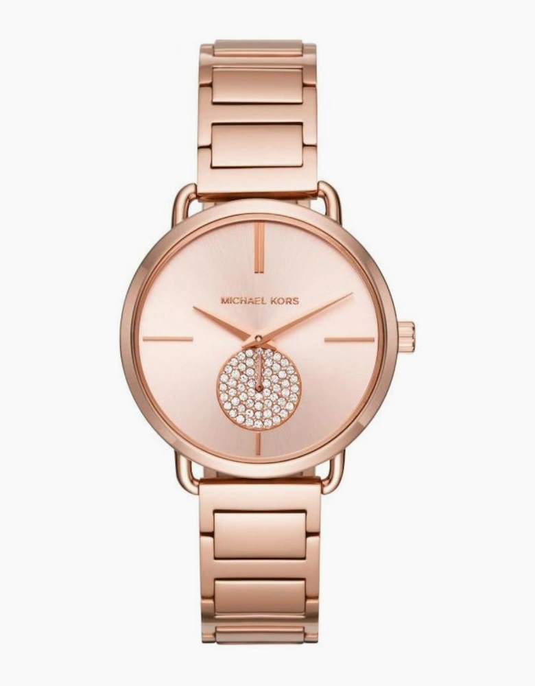 Michael Kors MK3640 Portia Rose Gold-Tone Crystal Bracelet  Ladies Watch