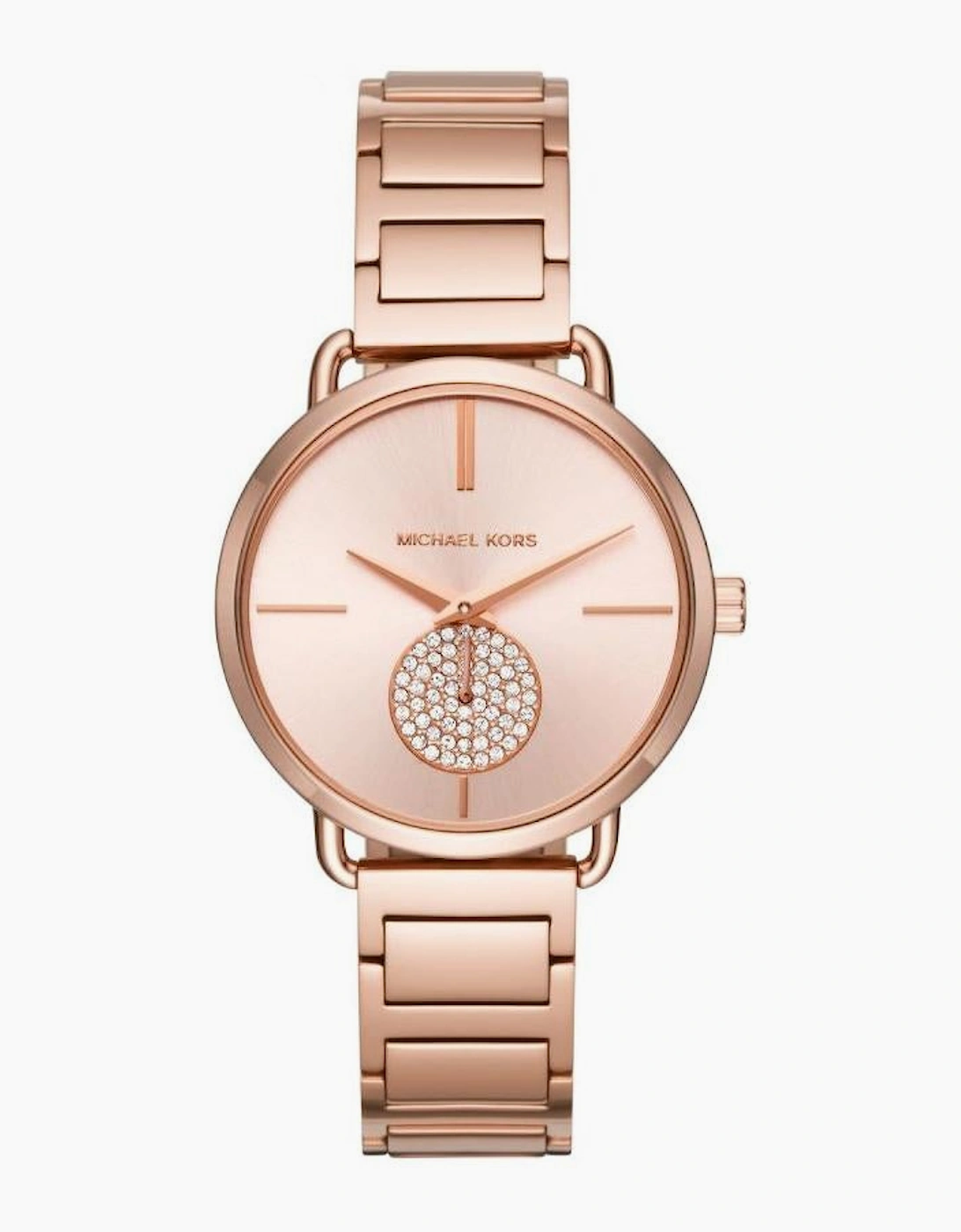 Women's Michael Kors MK3640 Portia Rose Gold-Tone Crystal Bracelet  Ladies Watch - Rose Gold Tone