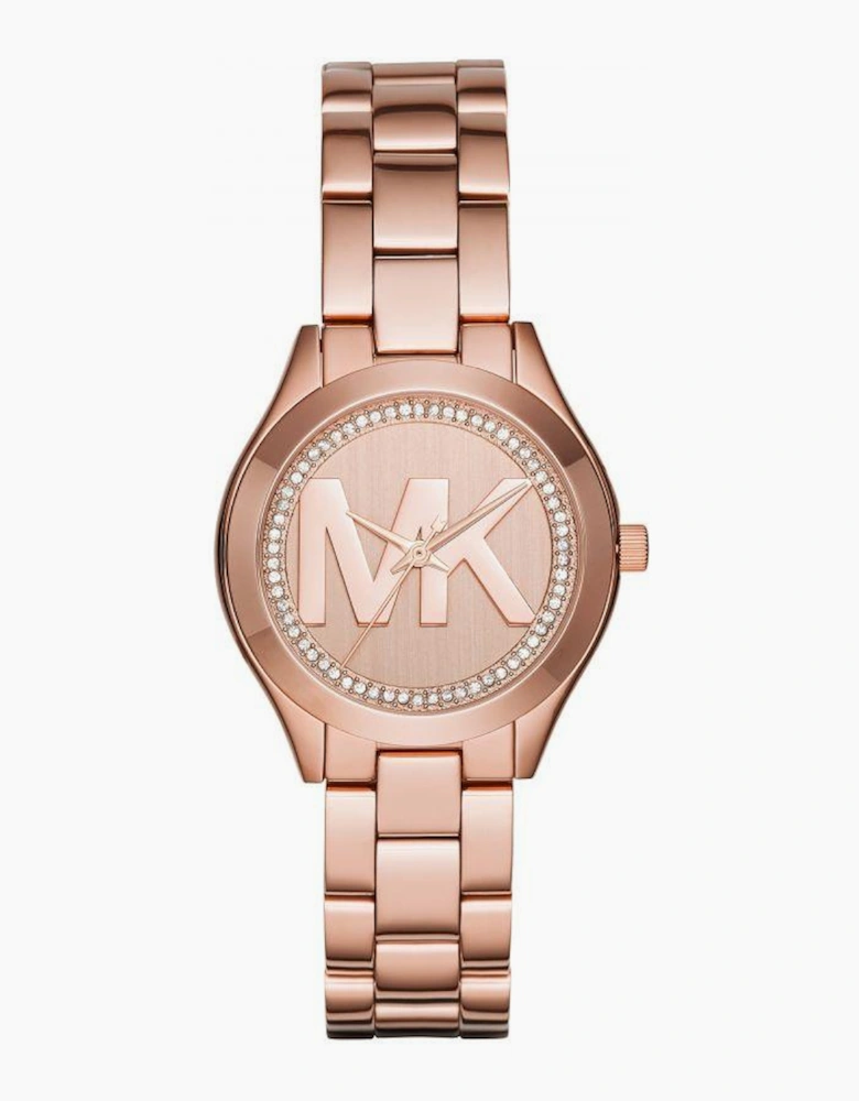 Michael Kors Ladies Mini Slim Runway Rose Gold Watch MK3549