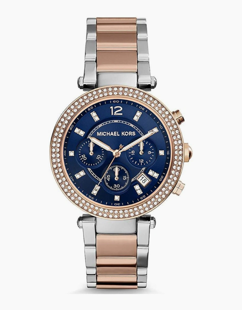 Michael Kors MK6141 Parker Rose Gold and Silver Two Tone Chronograph Ladies Watch