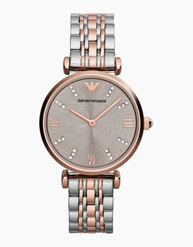 Emporio Armani AR1840 Silver and Rose Gold Two Tone Ladies Watch