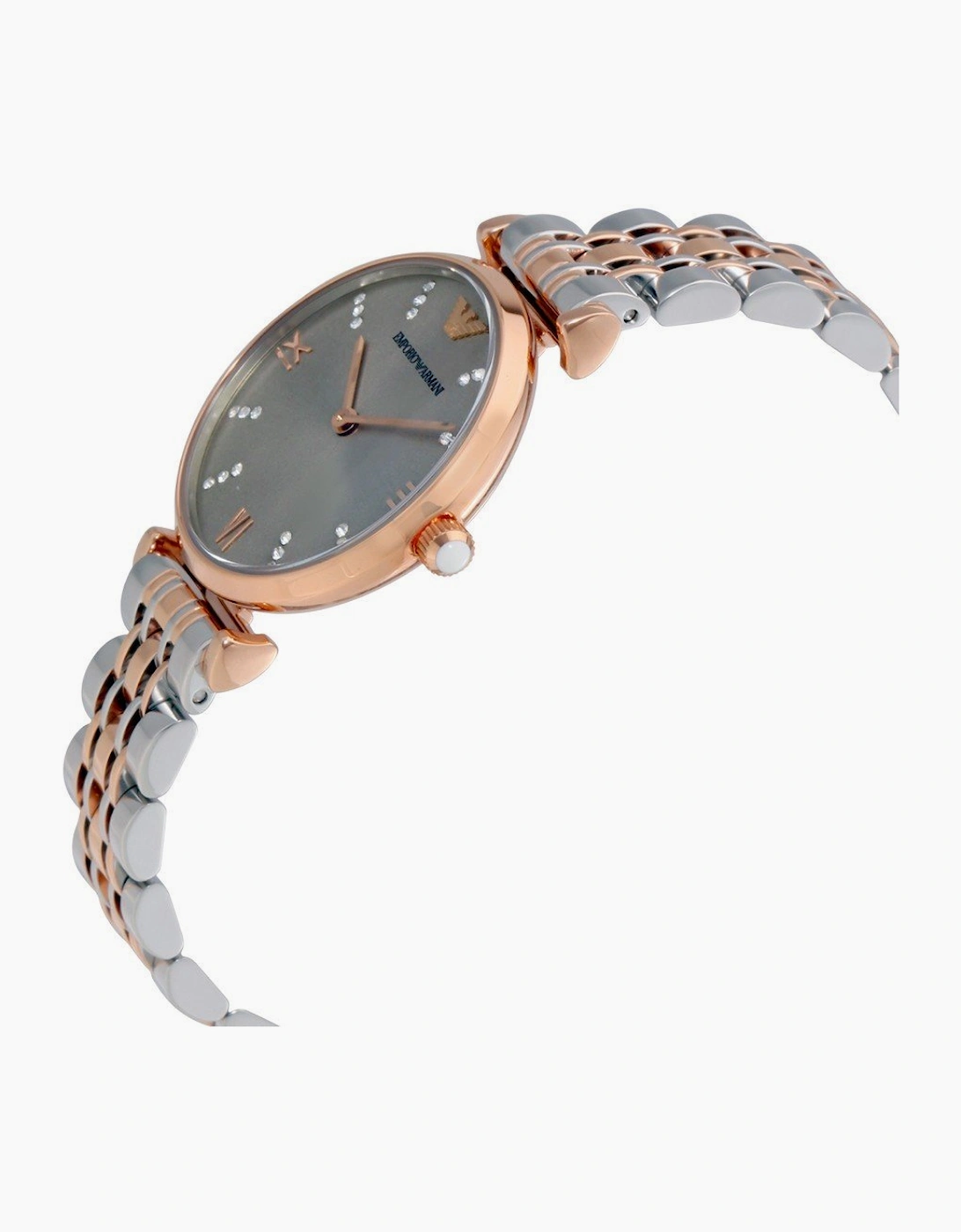 Emporio Armani AR1840 Silver and Rose Gold Two Tone Ladies Watch