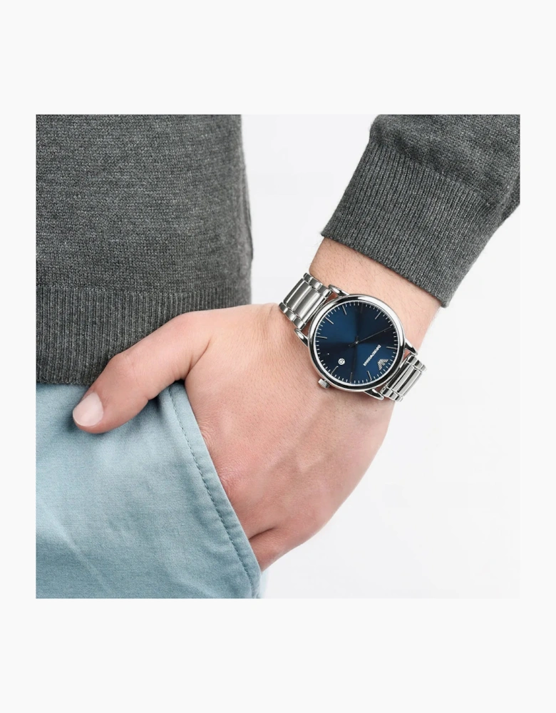 Emporio Armani  AR11089 Blue Dial Silver Men's Watch