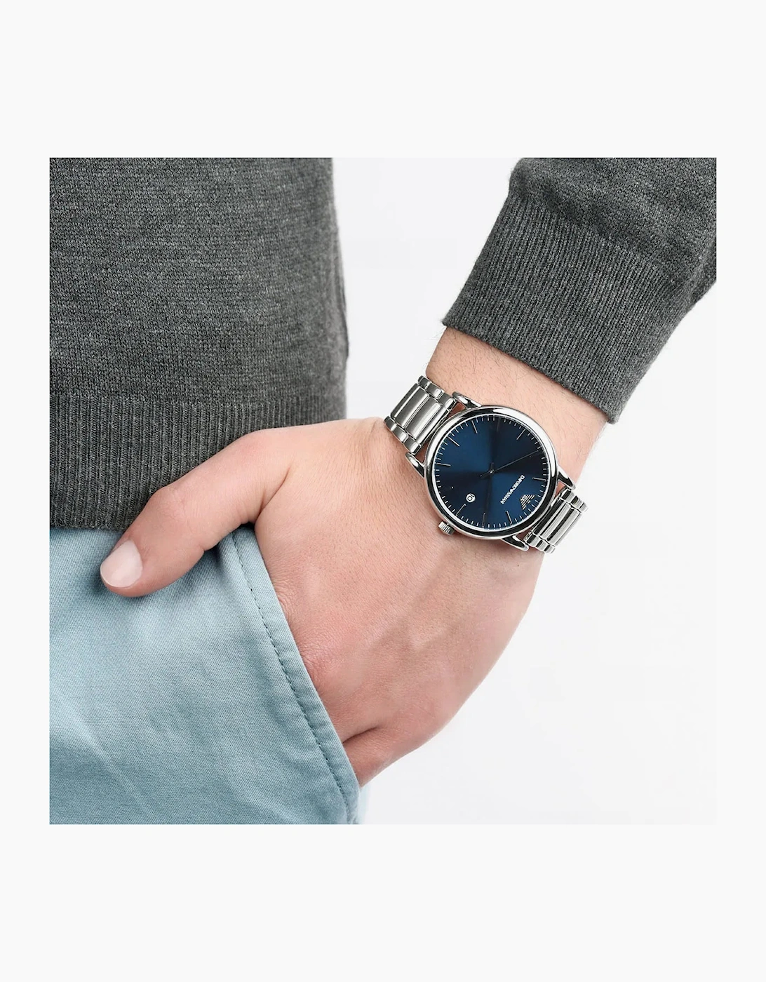 Emporio Armani  AR11089 Blue Dial Silver Men's Watch