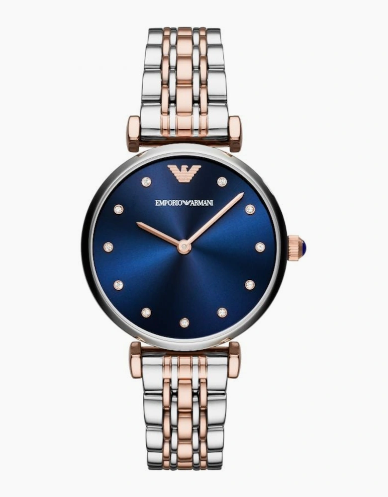Emporio Armani AR11092 Rose Gold and Silver Blue Ladies Watch
