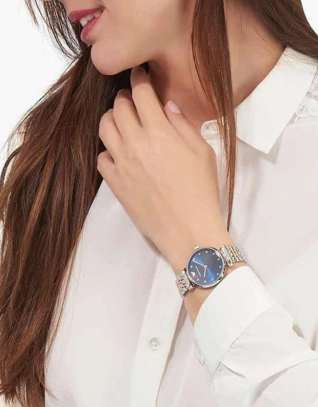 Emporio Armani AR11092 Rose Gold and Silver Blue Ladies Watch