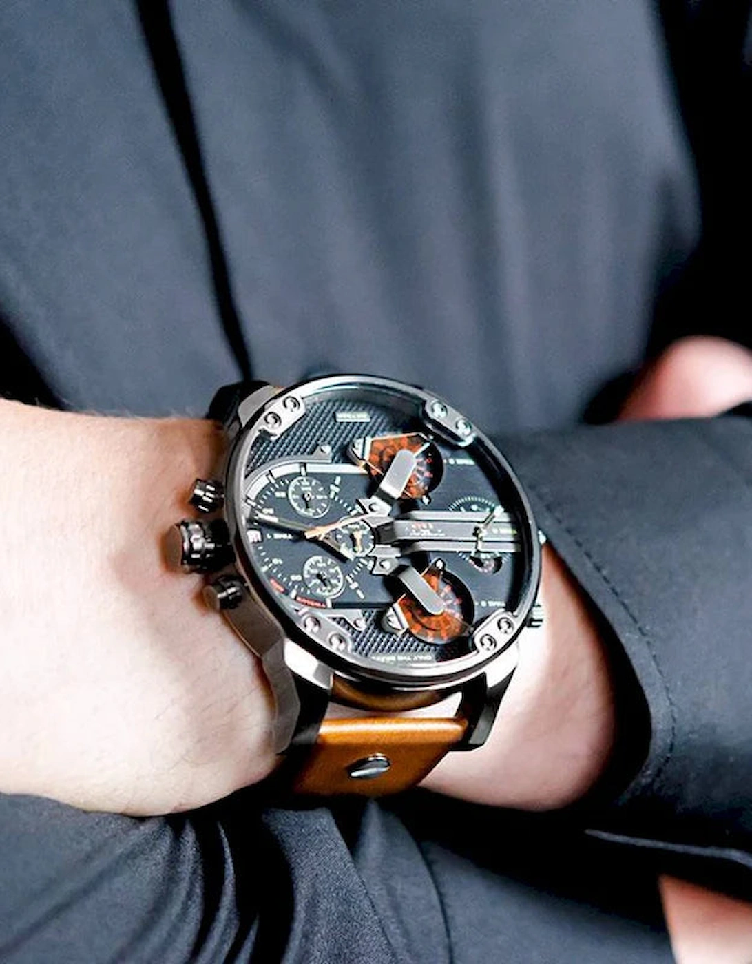 Diesel DZ7332 Mr. Daddy 2.0 Black & Brown Leather Chronograph Men's Watch