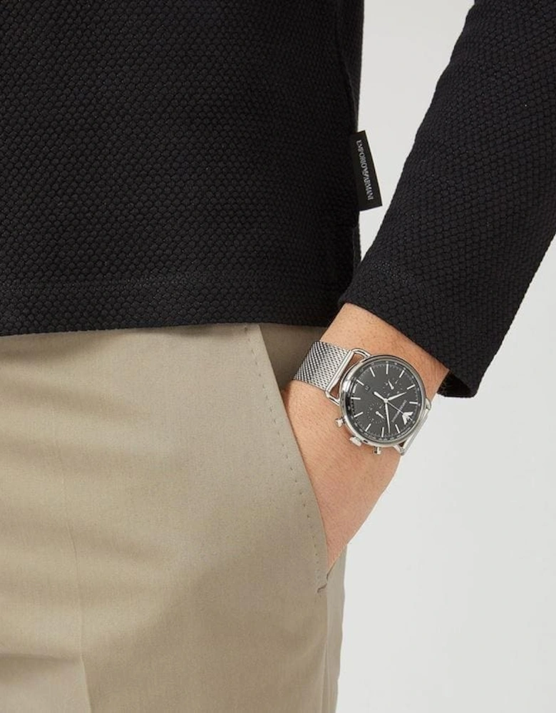 Emporio Armani AR11104 Aviator Steel Mesh Men's Watch