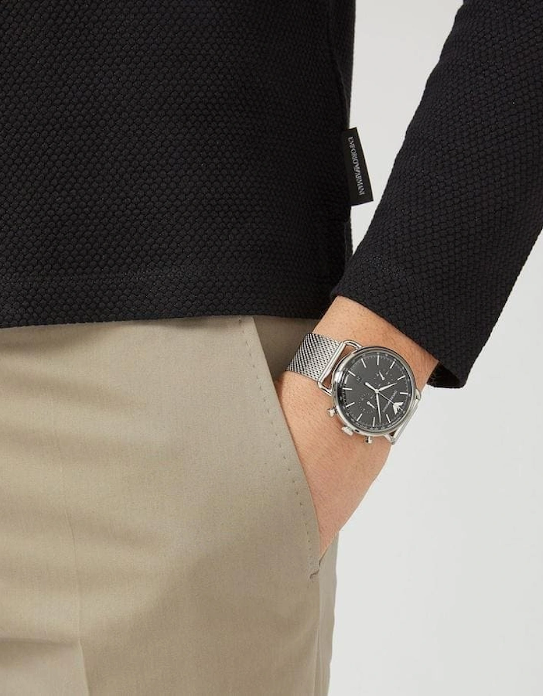 Emporio Armani AR11104 Aviator Steel Mesh Men's Watch