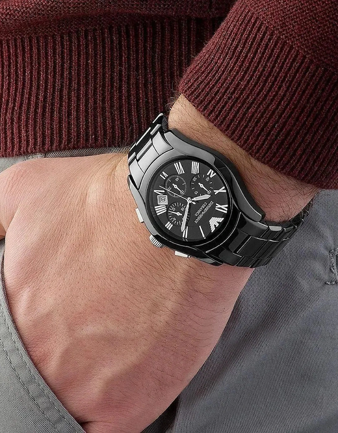 Emporio Armani  AR1400 Black Ceramic Chronograph Men's Watch