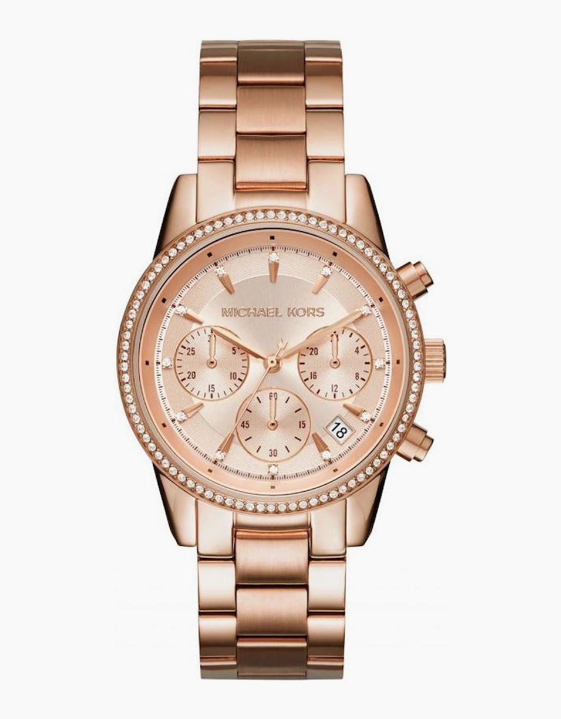 Women's Michael Kors MK6357 RITZ Rose Gold Chronograph Ladies Watch - Rose Gold Tone