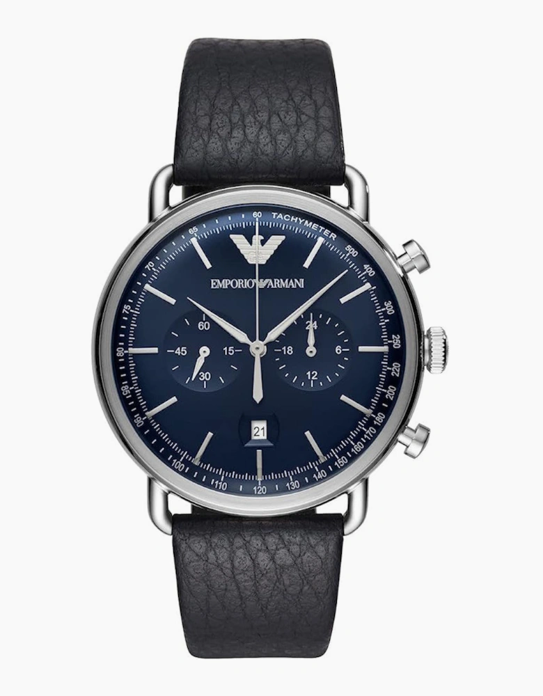 Emporio Armani  AR11105 Aviator Black Leather Men's Watch