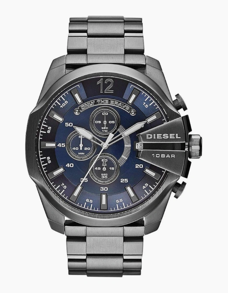 Diesel DZ4329 Silver Mega Chief Chronograph Blue Dial Men's Watch