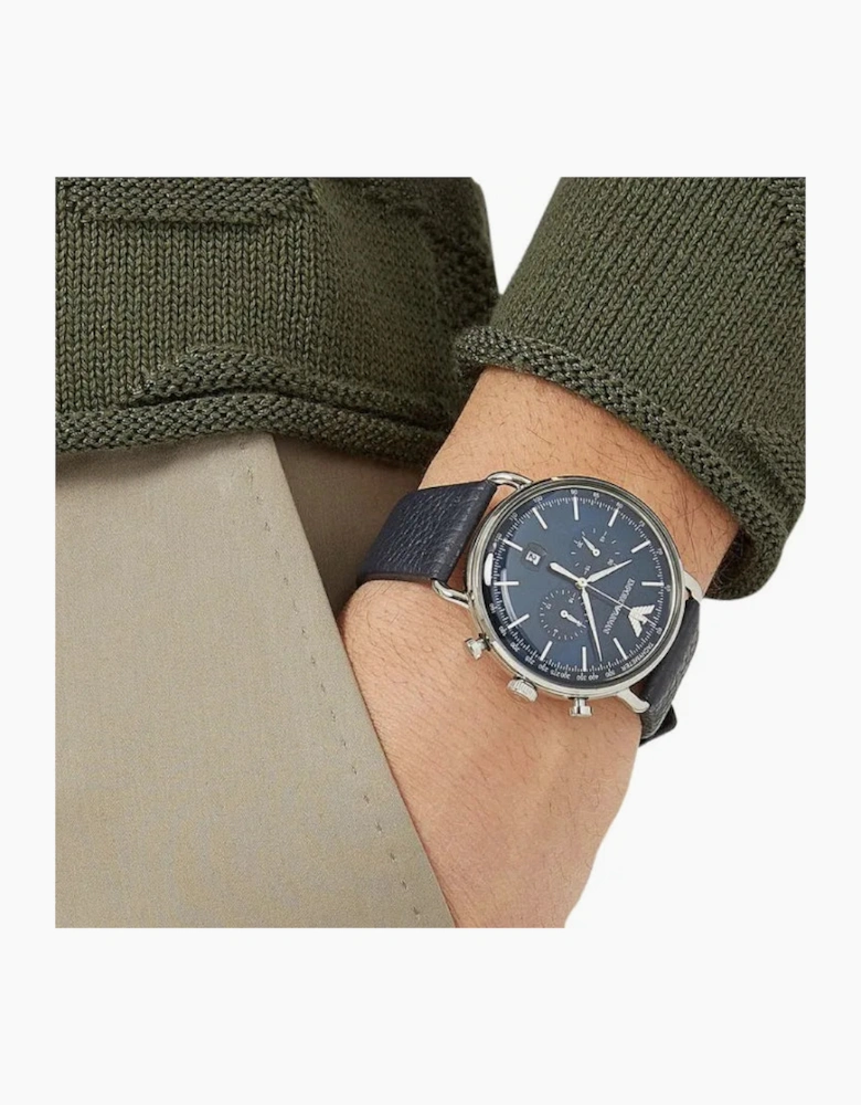 Emporio Armani  AR11105 Aviator Black Leather Men's Watch
