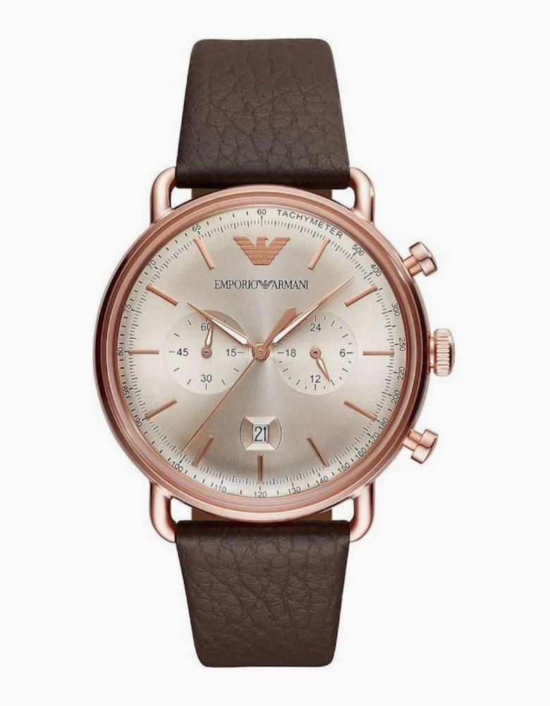 Emporio Armani  AR11106 Aviator Brown Leather Men's Watch