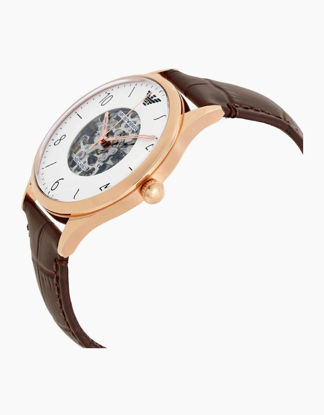 Emporio Armani AR1920 Meccanico Rose Gold and Brown Leather  Men's Watch