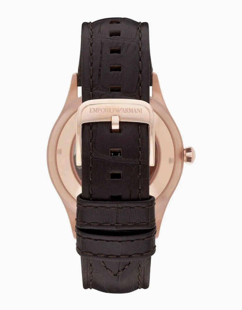 Emporio Armani AR1920 Meccanico Rose Gold and Brown Leather  Men's Watch
