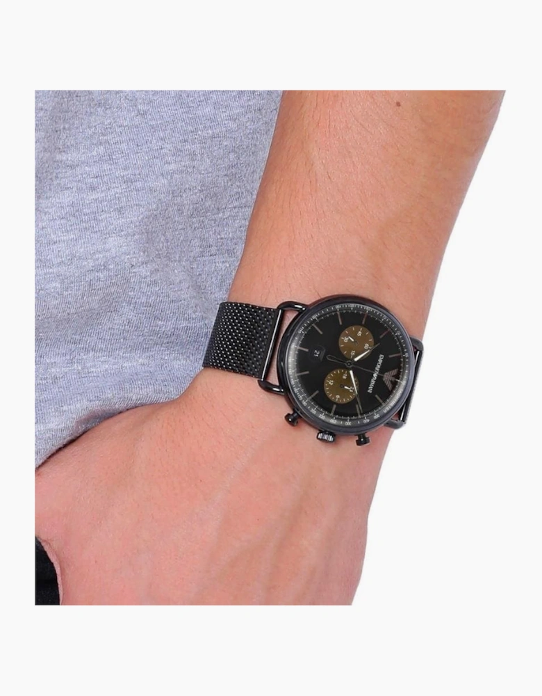 Emporio Armani AR11142 Aviator Black Mesh Men's Watch