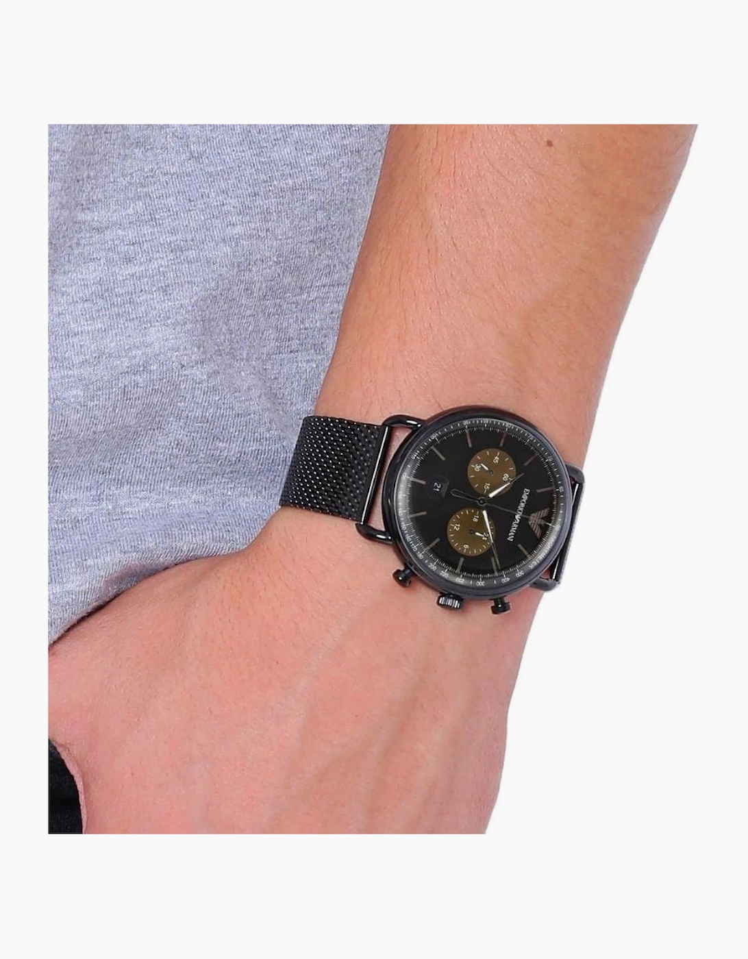 Emporio Armani AR11142 Aviator Black Mesh Men's Watch