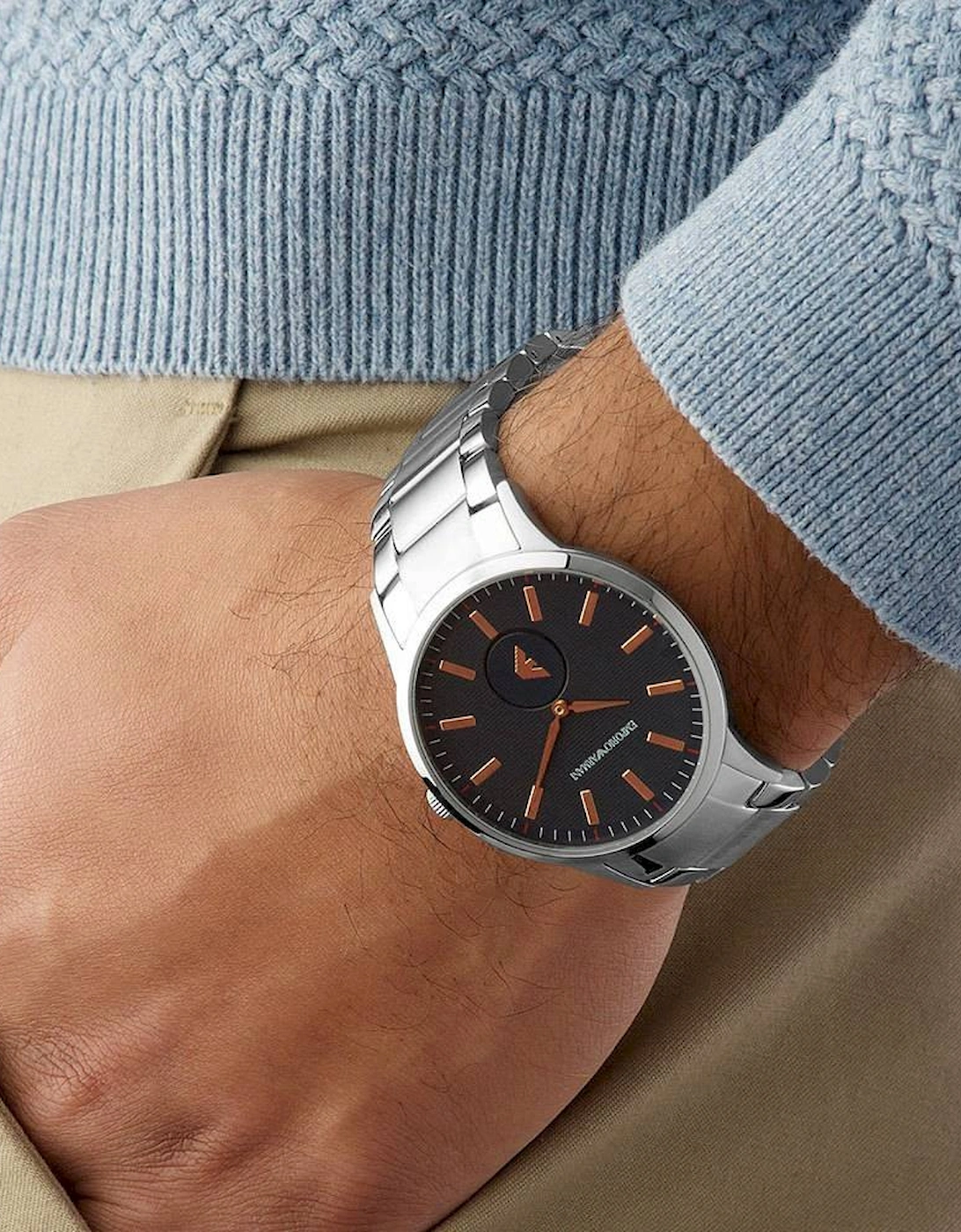 Emporio Armani AR11137 Renato Blue Dial Steel Men's Watch