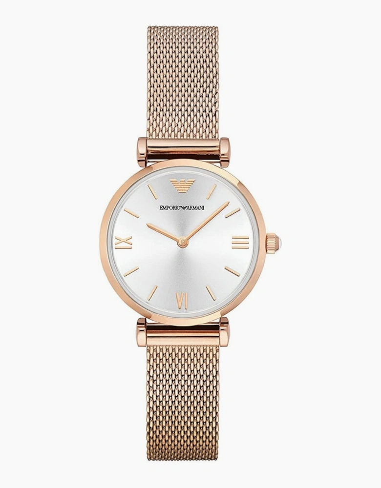 Emporio  Armani Gianni T-Bar Rose Gold Mesh Ladies Watch AR1956