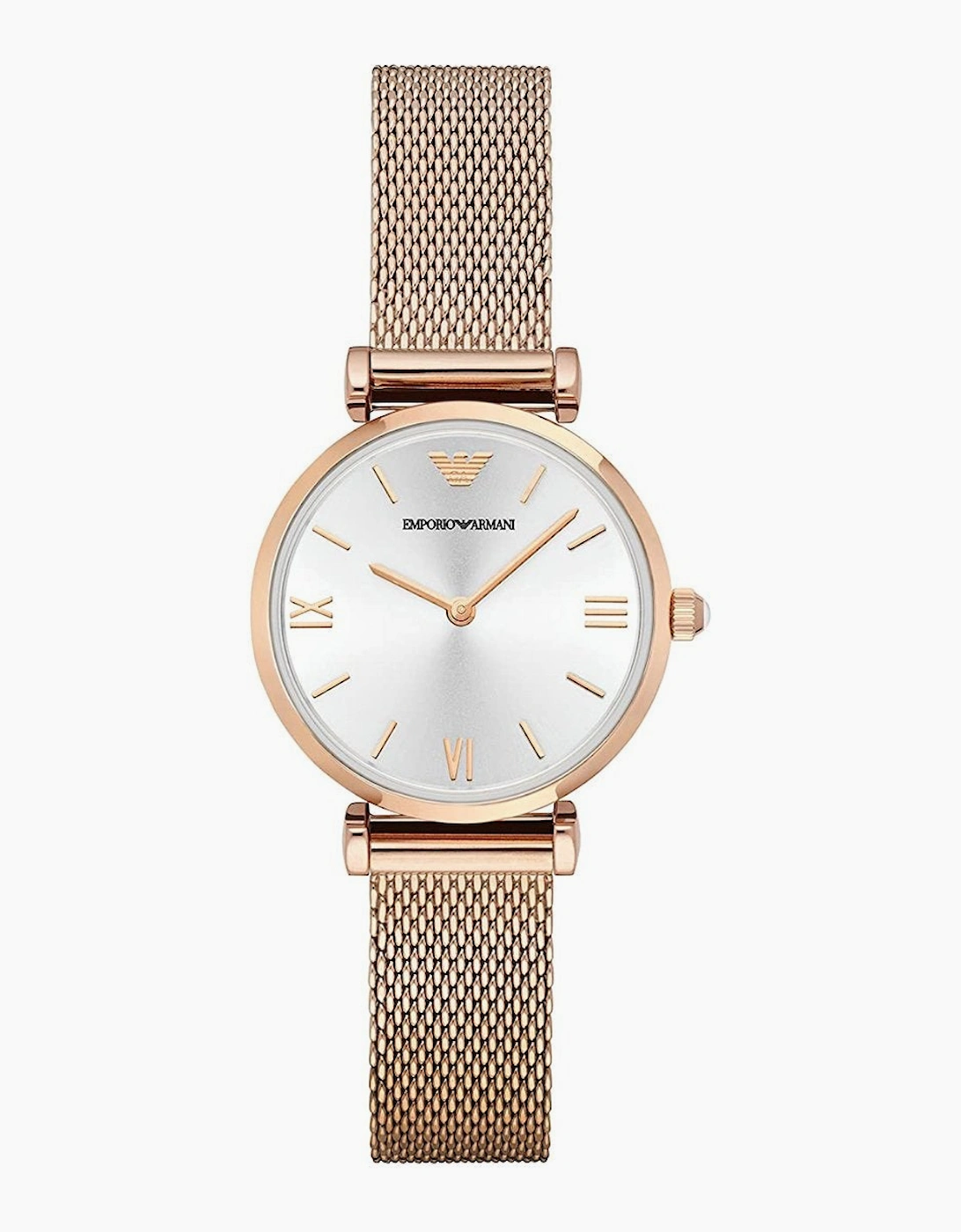 Emporio  Armani Gianni T-Bar Rose Gold Mesh Ladies Watch AR1956