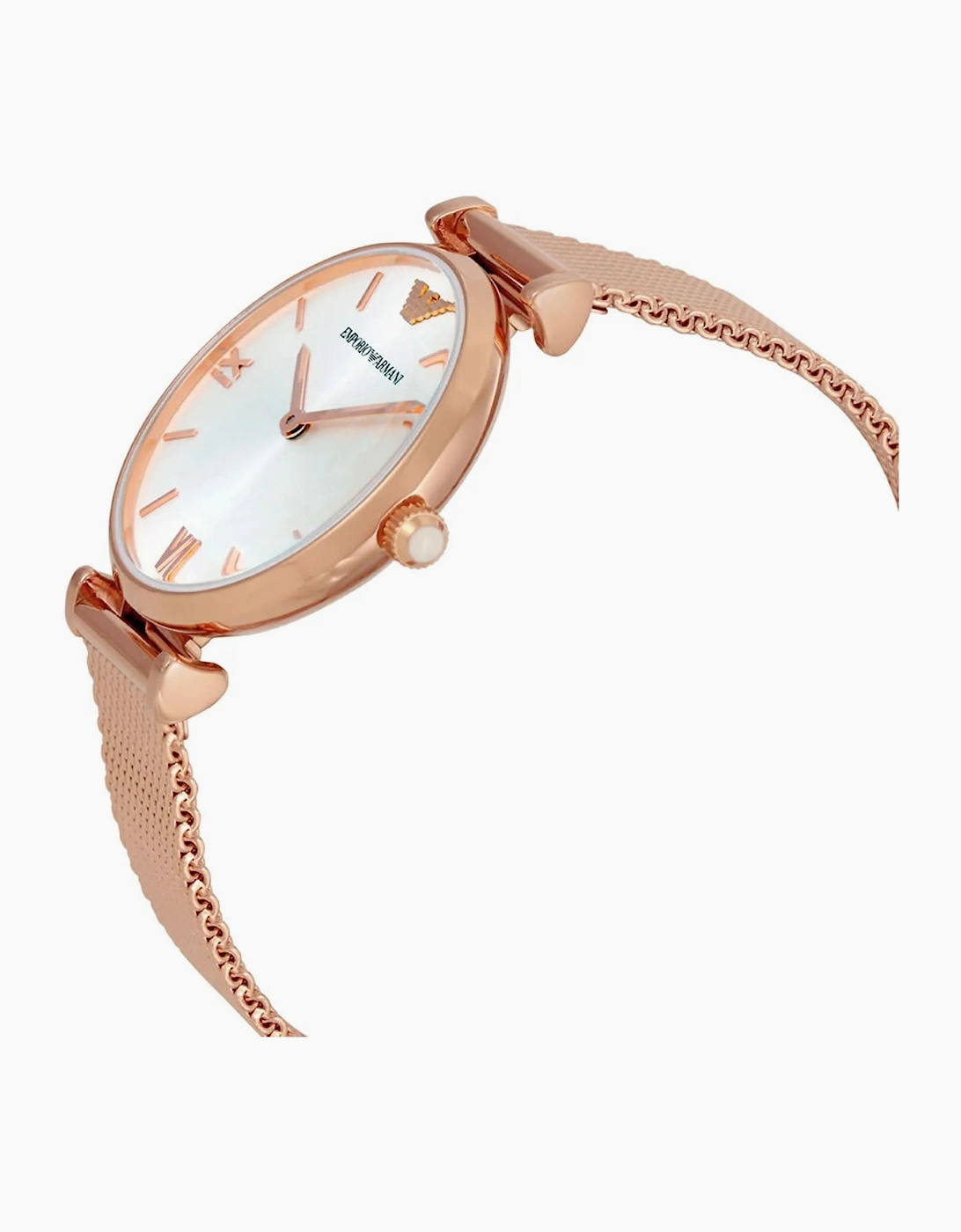 Emporio  Armani Gianni T-Bar Rose Gold Mesh Ladies Watch AR1956