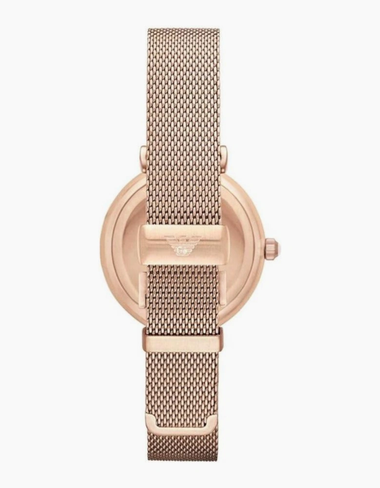 Emporio  Armani Gianni T-Bar Rose Gold Mesh Ladies Watch AR1956