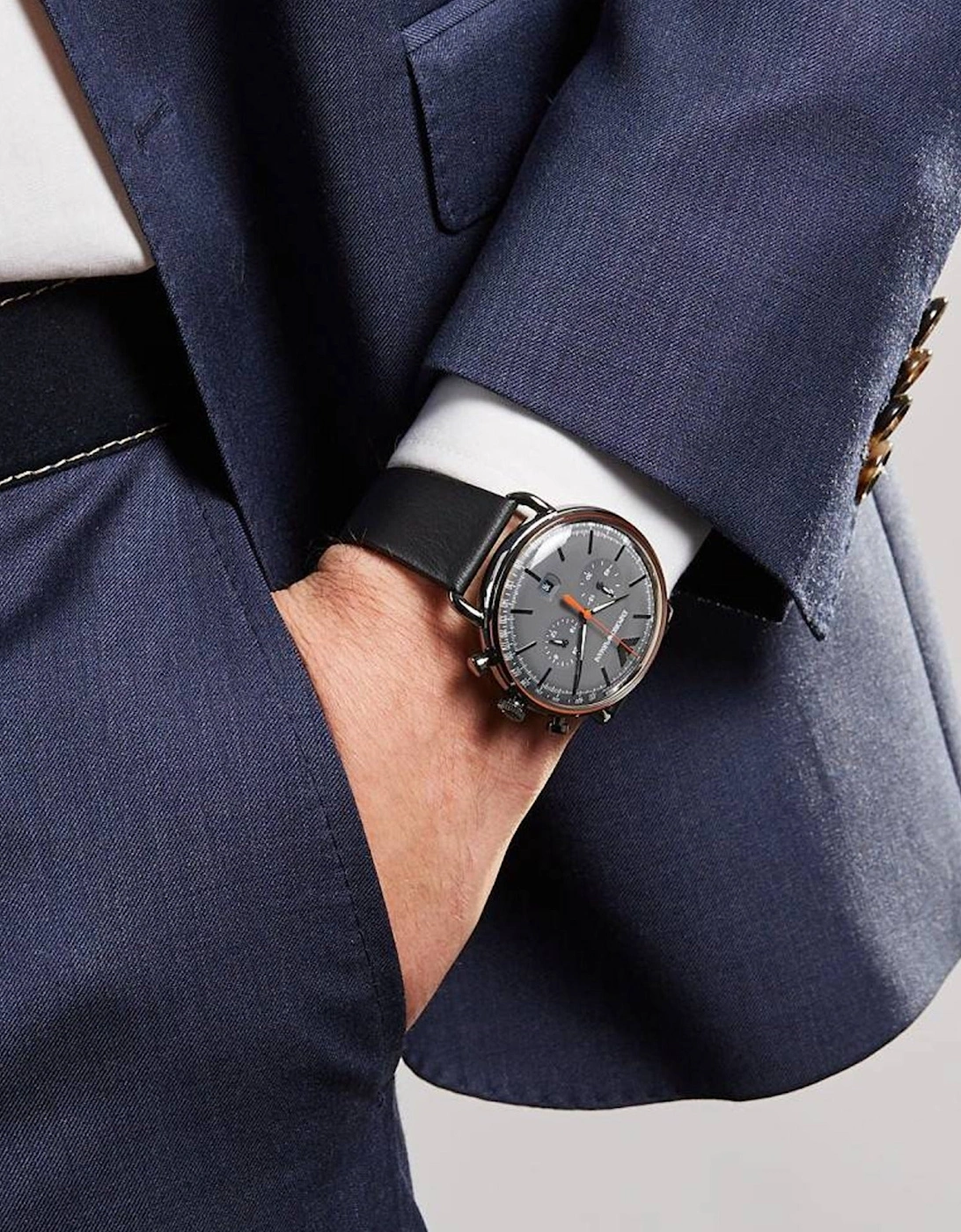 Emporio Armani AR11168 Aviator Black Leather Men's Watch