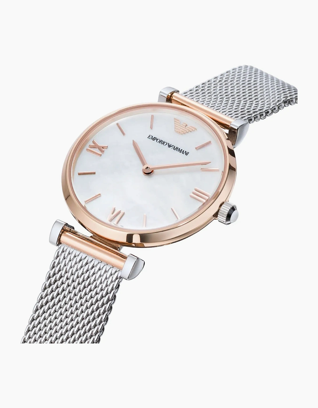 Emporio Armani AR2067 Silver and Rose Gold Mother Of Pearl  Ladies Watch