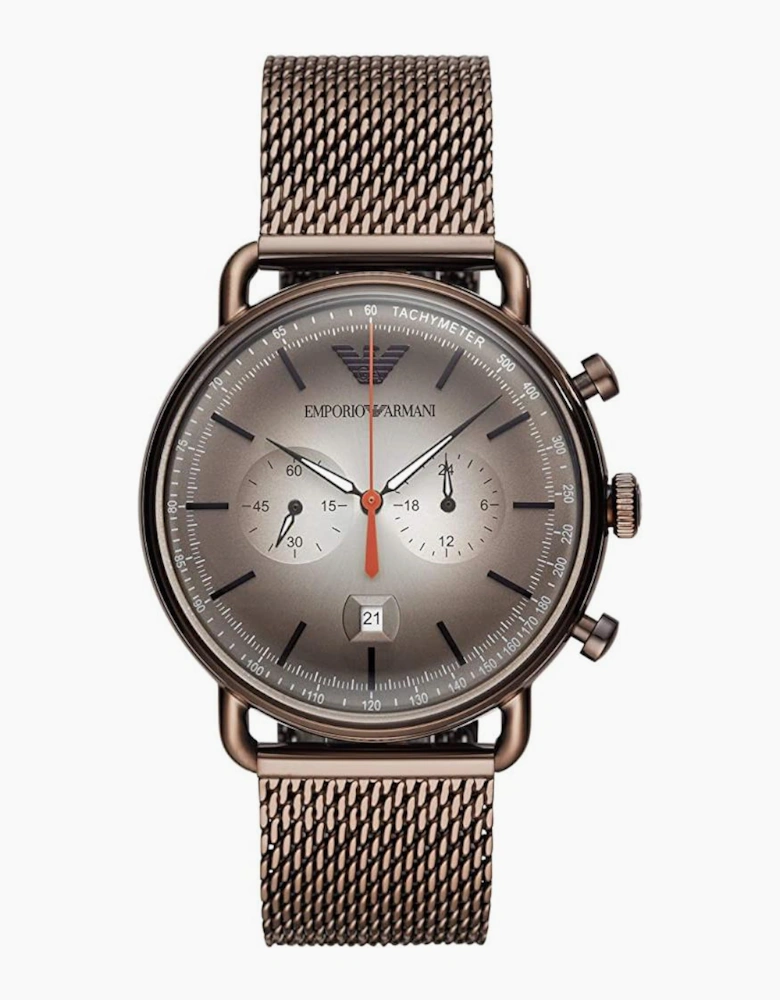 Emporio Armani  AR11169 Aviator Brown Mesh Men's Watch