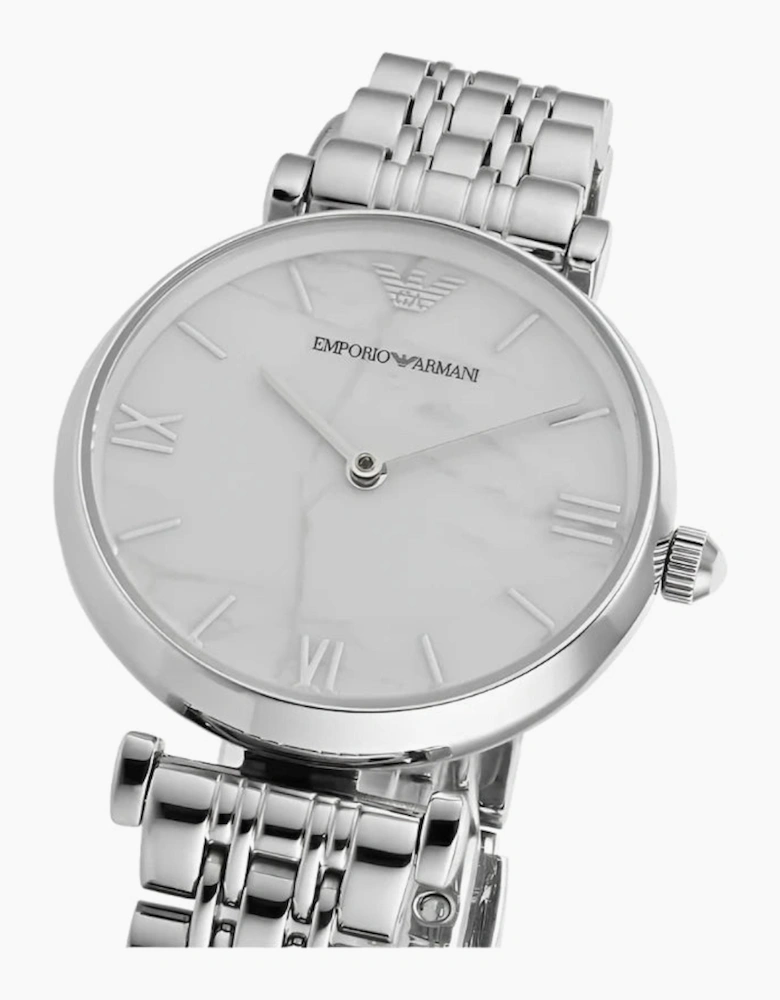 Emporio Armani AR11170 Silver White Marble Ladies Watch