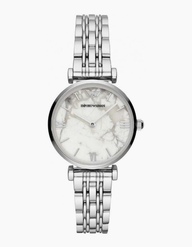 Emporio Armani AR11170 Silver White Marble Ladies Watch