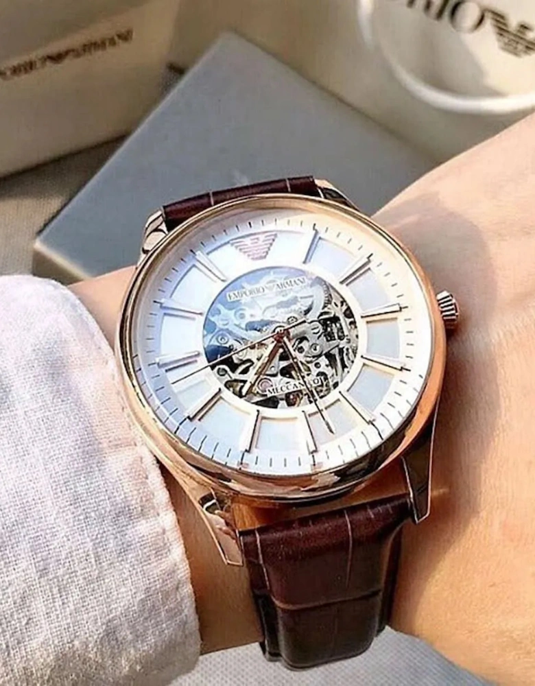 Emporio Armani AR2073 Brown Leather Strap and Rose Gold Men's Watch