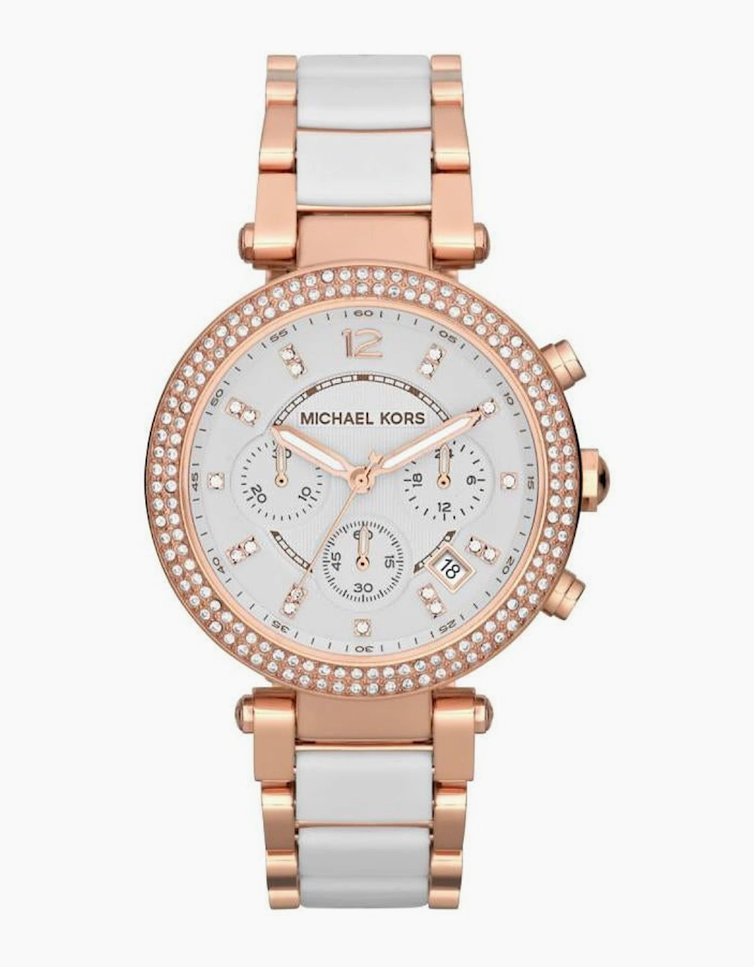 Michael Kors MK5774 Parker White & Rose Gold Chronograph Ladies Watch